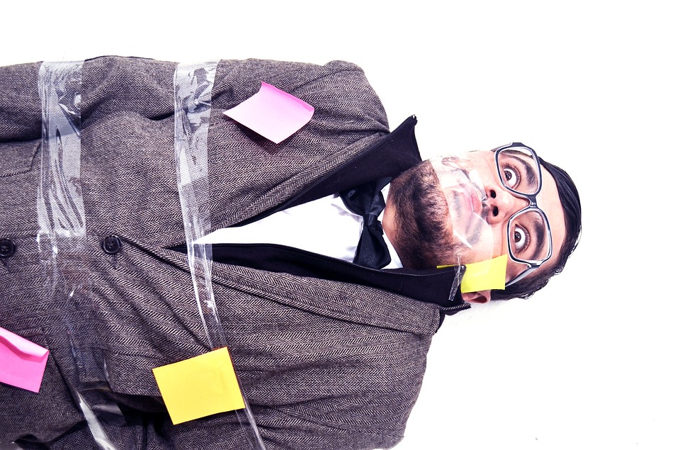 Man bound in tape